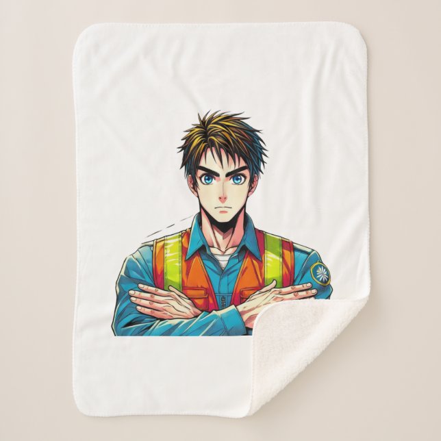 Manta Sherpa Sherpa-Fleecedecke mit Manga-Sicherheitsfachmann (Anverso)