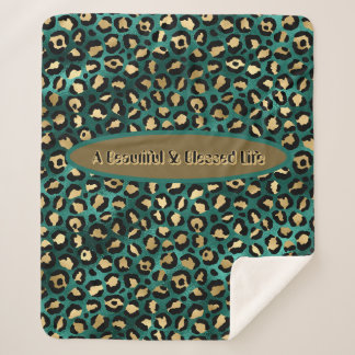 Manta Sherpa Sherpa Gold Green Tropical Leopardo