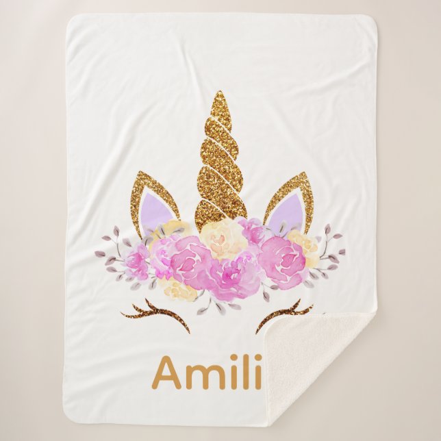 Manta Sherpa Sherpa Unicorn Blanket (Anverso)