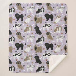 Manta Sherpa Shih Tzu Perro trapos y huesos Sherpa Blanket
