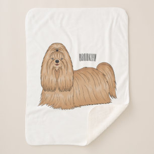 Manta Sherpa Shih tzu personalizado de pelo largo ilustracion
