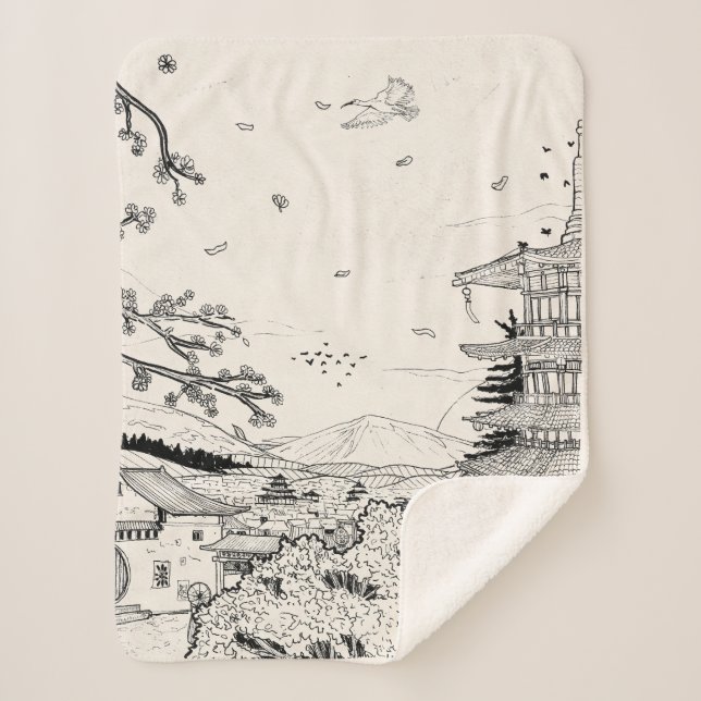 Manta Sherpa Shrine Shinto Fuji Edo Periodo Japón Inspire Shogu (Anverso)