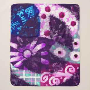 Manta Sherpa Signo abstracto de paz arte hippie azul morado