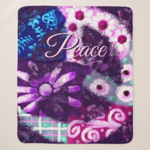 Manta Sherpa Signo de paz abstracto arte hippie personalizado