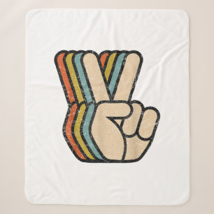 Manta Sherpa Signo de paz retro V Dedos ventilado años 60 años