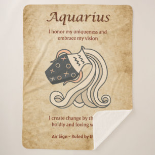 Manta Sherpa Signo zodiacal Acuario con Afirmaciones