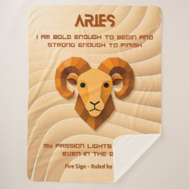 Manta Sherpa Signo zodiacal Aries Afirmación moderna en 3D