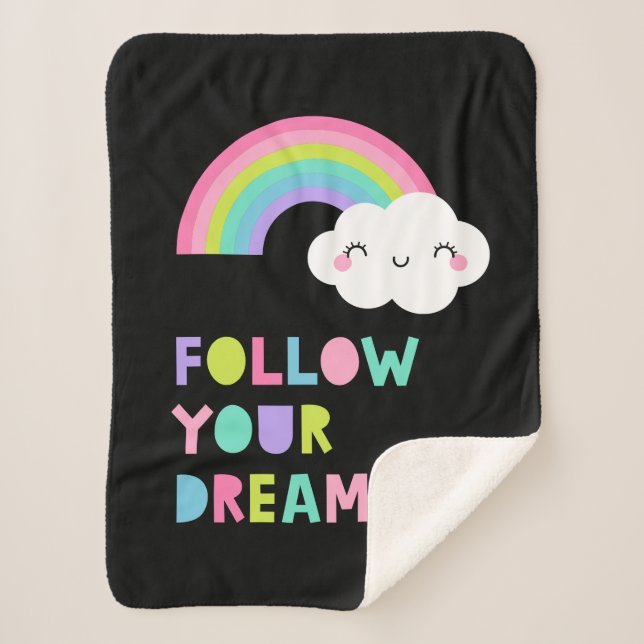 Manta Sherpa Sigue tus sueños una nube arcoiris suave (Anverso)