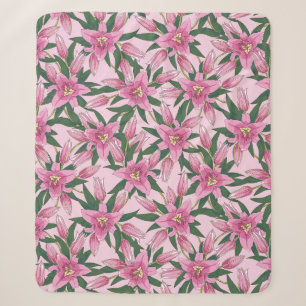 Manta Sherpa Silencio en flor en rosa pastel