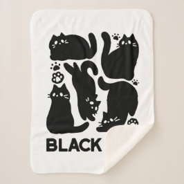 Manta Sherpa Silhouettes de gato negro - Diseño felino lindo