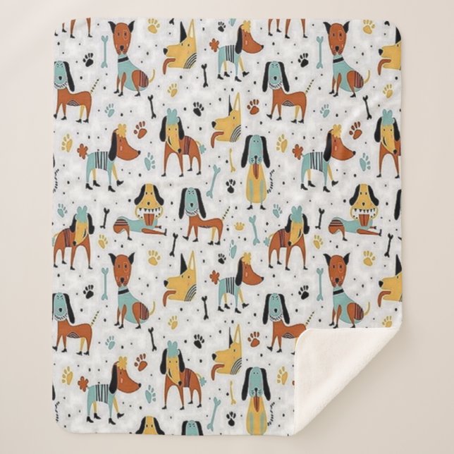 Manta Sherpa Silly Dogs Sherpa Blanket (Anverso)