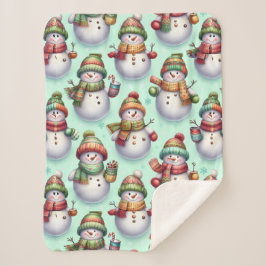 Manta Sherpa Silly Snowmen