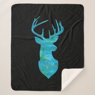 Manta Sherpa Silueta de deer de color azul