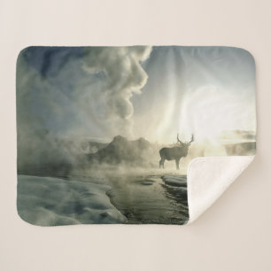Manta Sherpa Silueta del amanecer de alce en Castle Geyser