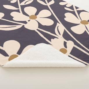 Manta Sherpa Silueta floral de jardín moderno
