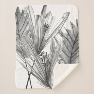 Manta Sherpa Silueta floral - gris