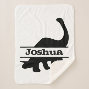 Manta Sherpa Silueta personalizada de dinosaurio de cuello larg