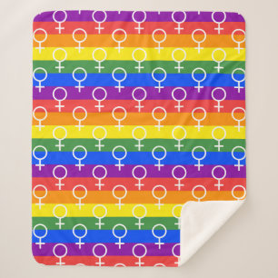 Manta Sherpa Símbolo femenino patrón arco iris