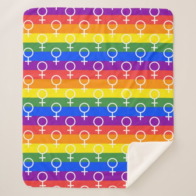 Manta Sherpa Símbolo femenino patrón arco iris (Anverso)