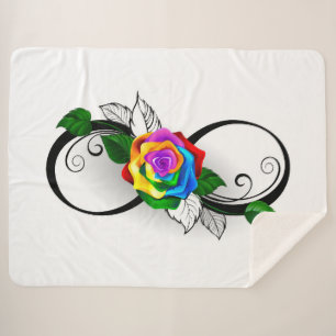 Manta Sherpa Símbolo infinito con Rosa arcoiris