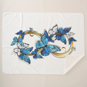Manta Sherpa Símbolo infinito de mariposas Morpho azules