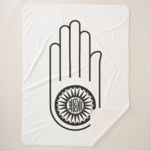 Manta Sherpa Símbolo jain de Ahimsa (mano de la no violencia)