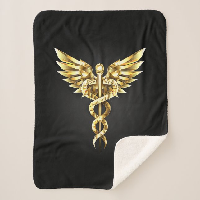Manta Sherpa Símbolo poligonal de oro Caduceus (Anverso)
