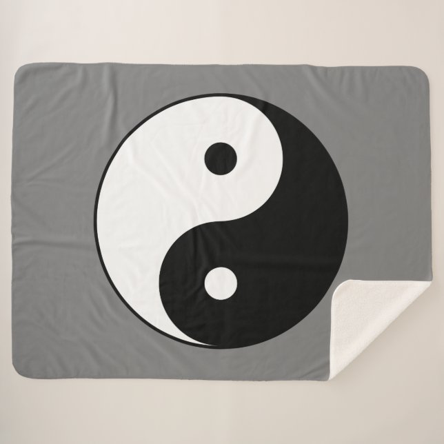 Manta Sherpa Símbolo Yin y Yang (taoísta chino Taijitu) (Anverso (horizontal))