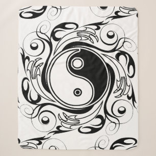 Manta Sherpa Símbolo Yin & Yang negro y blanco estilo tatuaje