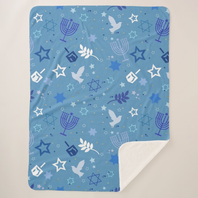 Manta Sherpa Símbolos de Hanukkah (Anverso)