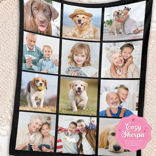 Manta Sherpa Simple 12 Picture Family Friends Pets Collage (Subido por el creador)