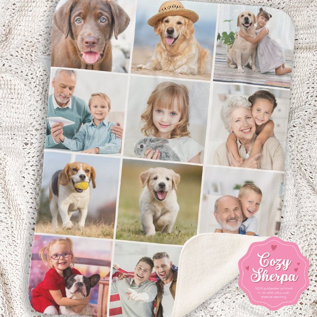 Manta Sherpa Simple 12 Picture Family Friends Pets Dog Collage (Subido por el creador)
