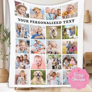 Manta Sherpa Simple Familia 20 Fotos Personalizadas Collage Cum