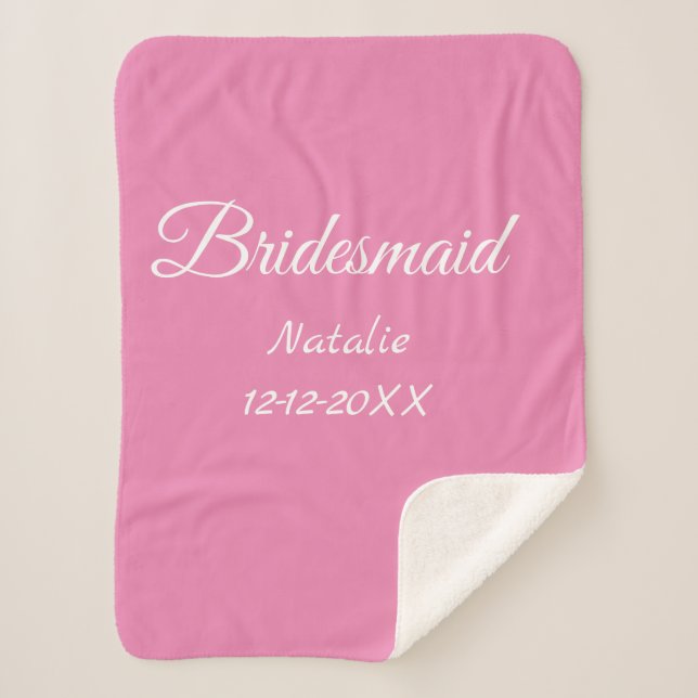 Manta Sherpa Simple minimal pink bridesmaid add name year text  (Anverso)