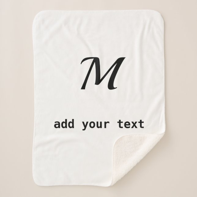 Manta Sherpa simple mínimo añadir el texto foto monograma (Anverso)