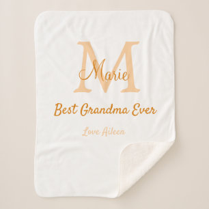 Manta Sherpa simple mínimo mejor Abuela jamás naranja monograma