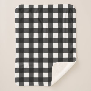 Manta Sherpa Simple negro y blanco Gingham