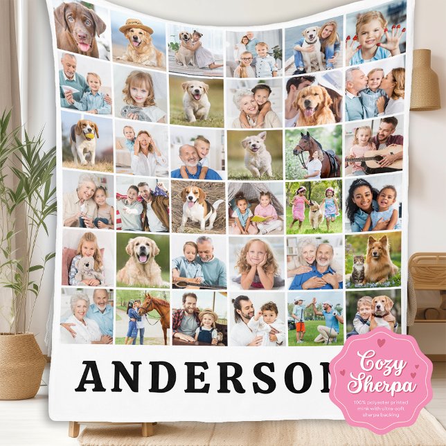 Manta Sherpa Simple Personalized 36 Photos Collage Cute Family  (Subido por el creador)