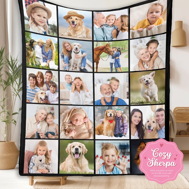 Manta Sherpa Simple Photo Collage 20 Picture Custom Cute Family (Subido por el creador)