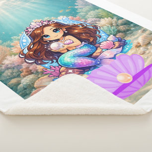 Manta Sherpa Sirena de Fantasía Colorida