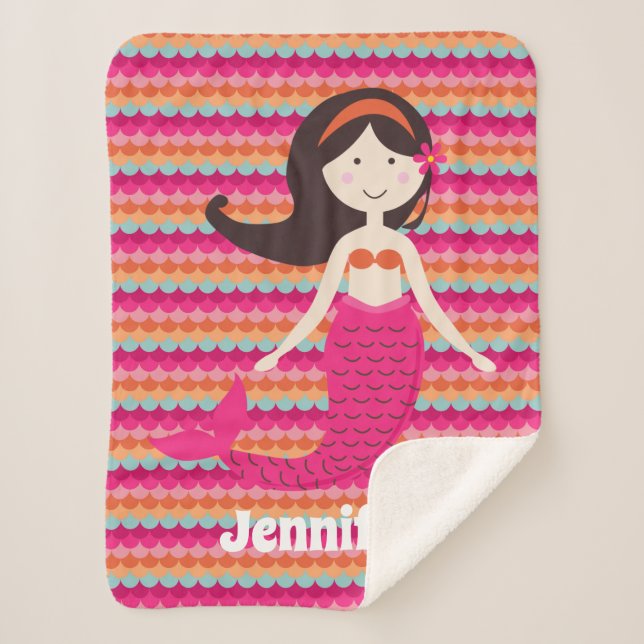 Manta Sherpa Sirena en el patrón de concha tropical Sherpa Thro (Anverso)