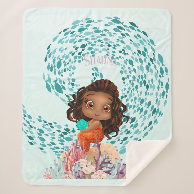 Manta Sherpa Sirena personalizada (Anverso)