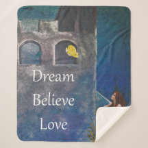 Sirena y peces en el castillo submarino