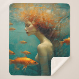 Manta Sherpa Sirena y pez dorado