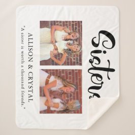 Manta Sherpa  Sisters Calligraphy 2 Collage de fotos Cita Regal