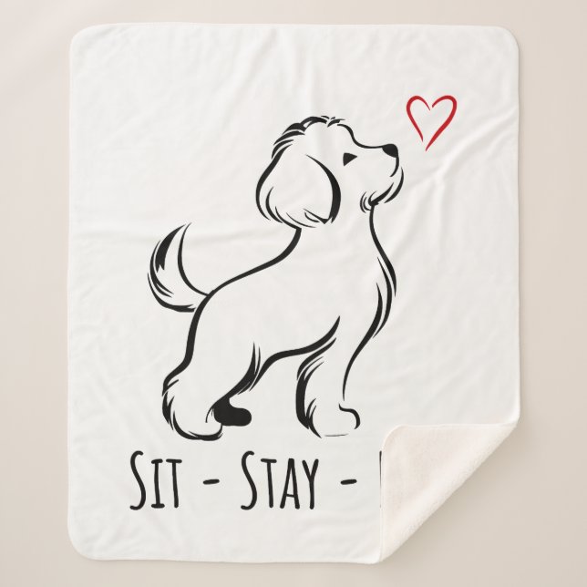 Manta Sherpa Sit-Stay-Love Bichon (Anverso)