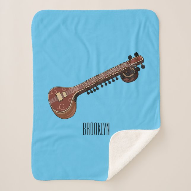 Manta Sherpa Sitar personalizado ilustracion (Anverso)