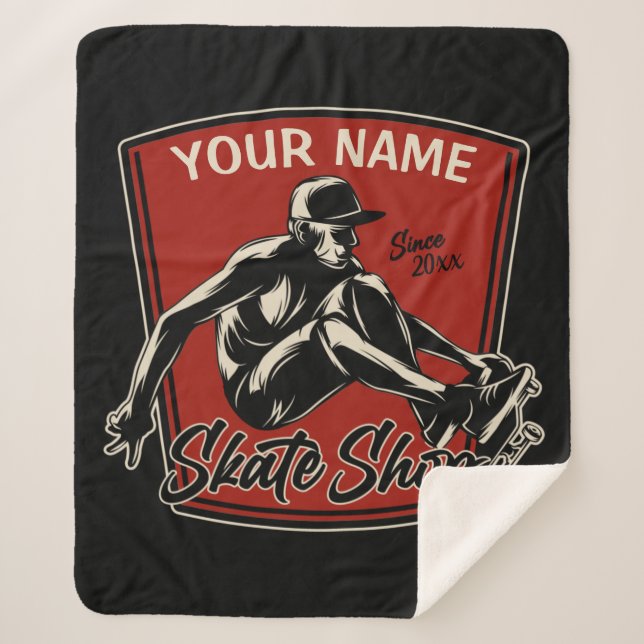 Manta Sherpa Skateboarding personalizada (Anverso)
