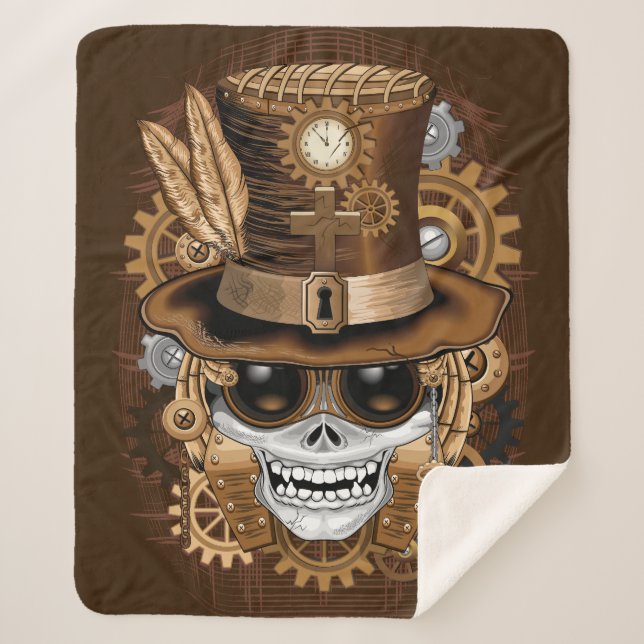 Manta Sherpa Skull Steampunk Voodoo Retro Machine (Anverso)