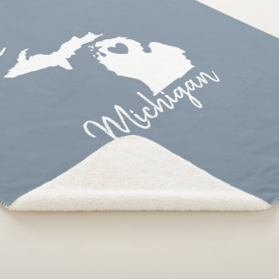 Manta Sherpa Slate Blue Michigan Hogar Estado de la Flota B